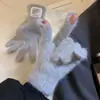 Nuevos Guantes Cálidos de Punto Engrosados para Mujer en Otoño e Invierno Estudiantes Color Sólido Guantes sin Dedos para Pantalla Táctil Venta al por Mayor