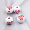 Accesorios de Joyería DIY Cuentas de Madera Inglesas con Estampado de Corazón Cuentas Sueltas Estilo Dulce Cuentas de Madera Decorativas con Forma de Corazón Cuentas Sueltas Accesorios Hechos a Mano