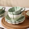 Té de la tarde escandinavo Taza de café con leche Oficina Exterior Taza y platillo de cerámica Linda Simple Color puro Taza y platillo de cerámica