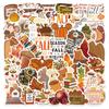 50 stickers de dibujos animados de otoño para equipaje, cuaderno, decoración de cuenta de mano, pegatinas de serie de material