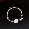 Pulseira Pingente Flor de Zircônia Oval Luxo Leve Temperamento de Alto Padrão Pulseira Design Simples Nicho Versátil Joia de Mão