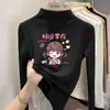 Camiseta base de forro polar con estampado para niñas, cuello alto medio, camiseta de otoño e invierno para bebés niñas, ropa interior cálida para niños, top casual
