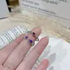 Anillo Abierto de Diamantes Morados Dulce Fresco Romántico para Mejor Amiga con Capas Femenino Elegante Estilo Ins Fresco Anillo Simple y Exquisito