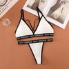 Conjunto de ropa interior de algodón con hilo de comercio exterior para mujer, estilo deportivo, sexy, estilo francés, copa triangular en forma de T, que envuelve el pecho.