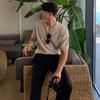 Tejido de Verano Camiseta Ajustada para Hombre Corea del Sur Dongdaemun Diseño con Sentido para Hombre Top Versátil de Moda Camisa Básica para Hombre