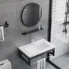Desmontaje y Montaje Transfronterizo de Lavabo Sencillo de Pequeño Tamaño Montado en Soporte, Lavabo Cerámico para Baño, Lavabo Integrado para Balcón