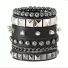 Amazon nova venda quente moda multi-camada de couro pulseira de couro personalidade dominador liga crânio estrela de cinco pontas conjunto de 4 peças
