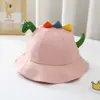 Sombrero de Pescador de Dinosaurio para Niños de Primavera y Verano, Sombrero de Animal Lindo, Sombrero de Cubo de Algodón Puro para Bebé con Ala Corta, Sombrero de Cubo Versátil y de Moda