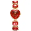 Reloj Cuadrado Pequeño de Cuarzo, Forma de Corazón, Elegante Reloj para Mujer, Reloj de Pulsera para Mujer, Reloj Cuadrado Pequeño Morado