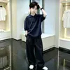 Conjunto de Camisa Polo Casual de Verano para Niños 2026 Nuevo Elegante Top de Moda Infantil y Pantalones Largos Finos Conjunto de Dos Piezas