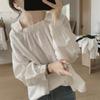 Camisa de manga larga con cuello pequeño, sencilla y fresca, de estilo nuevo para primavera y otoño para mujer, diseño de nicho, estilo jersey con sentido