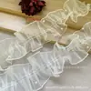 Encaje Plisado con Cuentas de Organza de 8 cm Material de Encaje Popular de Flor de Cinta Fruncida para Manualidades