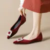 Weiwei Girl 525-2 Sapatilhas Pretas Bico Fino para Mulheres, Sapatilhas Delicadas Estilo Chanel com Bico Baixo e Strass para Combinar com Vestidos