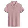 Camisa Polo de Manga Curta com Íons de Gelo Algodão Secagem Rápida Gola Polo Camisa Cultural de Trabalho Uniforme de Grupo Camiseta Bordada Estampada Logo