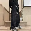 Calça Casual Tie-Dye da Moda Outono Estilo Coreano para Adolescentes, Calça Reta Solta de Veludo Cotelê Estilo Hong Kong