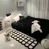 Alfombra de Imitación Cachemir Estilo Ins para Habitación de Niña Felpudo de Raya para Piso Felpudo Completo de Raya Resistente a Manchas para Cama en Stock
