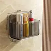 Estante de baño transparente, estante de almacenamiento para pared sin taladro para balcón, baño, lavabo y cosméticos
