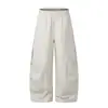 EIGHTISLAND Calça Casual Larga Estilo Chinês Retrô para Exterior com Bolsos, Calça de Trabalho Solta Curva Masculina B697