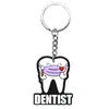 Novo em Estoque Série de Dentes de Desenho Animado Pingente de Borracha Macia de PVC Unilateral para Bolsas, Chaves de Carro, Argola de Chaveiro de Metal