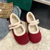 Zapatos Mary Jane Redondos Retro con Piel para Mujer, Aumento Oculto de Altura, Para Exteriores, Otoño/Invierno 2026, Con Peluche, Zapatos de Vestir, Zapatos Casuales