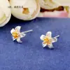 Brincos de prata de lei s925 cheios de flores Brincos de prata de lei banhados a ouro atacado Brincos estilo coreano femininos joias