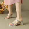 Calidad de Chengdu, lujo ligero, zapatos hechos a mano de alta gama, ¡grandes ofertas! Sandalias clásicas para mujer con tacón grueso de 5 cm hechas de piel de vacuno de plena flor