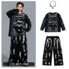 Ropa de Performance Infantil para Street Dance Hip-Hop Niños Traje con Top Roto de Manga Larga Tendencia y Genial Traje Hiphop Infantil para el Día de Año Nuevo
