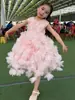 Vestido de Princesa para Niña 2026 Nuevo Vestido Rosa Floral de Pastel Vestido Formal para Niños Europeo y Americano Amazon Disfraz de Presentación Wholesale