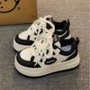 Zapatos Panda Blancos de Nicho de Alta Calidad para Aumentar la Altura y con Suela Gruesa para Mujer 2025 Primavera y Otoño Nuevos Tenis Casuales Versátiles de Punta Redonda