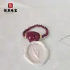 Anillo de Cinabrio Piedra Cruda Arena Dorada Púrpura Cuentas Pixiu Flor Rosa Anillo de Espinela Anillo Elástico Suministro en Vivo