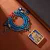 Collar Colgante Thangka Estilo Xizang con Cuentas de Vidrio y Cuerda Trenzada, Collar Colgante Thangka Hecho a Mano Estilo Étnico