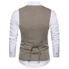 Talla europea 2024 nuevo chaleco de traje de espiga para hombre chaleco vintage de doble botonadura con bolsillo real abrigo para hombre
