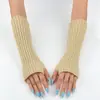 Guantes de Punto Calientes sin Dedos con 30 Rayas Largas, Mangas Falsas, Mangas de Lana, Mangas de Media Pantorrilla para Mujer, Nuevos de Otoño e Invierno Transfronterizos