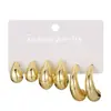 Set de Aretes Exagerados de Moda Creativa Transfronteriza Europea y Americana con Chapado UV en Forma de C Retorcido ccbs Pendiente de Gota de Agua Set de 3 Piezas
