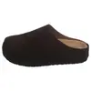 Chinelos slip-on de couro fosco na parte de trás com sola grossa, chinelos fechados estilo coreano 2026, sem salto, para outono e inverno, adequados para uso externo, estilo casual, Birkenstock