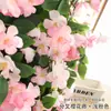 Flor de cerezo artificial de ratán para colgar en la pared, flor artificial de ratán, tubo de aire acondicionado, decoración de techo interior para bodas, planta de vid de plástico