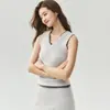 Camisola de malha de cashmere pura com acabamento em renda ondulada, decote em V, camada interna versátil de caimento justo, cor sólida, design simples