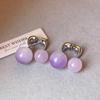 Aretes Franceses de Lujo Accesible de Alta Gama para Mujer, Aretes de Cristal de Doble Cara con Bola de Cristal, Diseño Nicho, Aretes de Dos Usos
