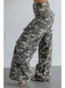Jeans de Trabajo Camuflaje Vintage Nuevos Transfronterizos 2026 para Mujer, de Cintura Alta, Pierna Ancha, Multibolsillos, Desgastados, Pierna Recta