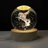 Viajando en el Espacio, Luz de Noche Tallada en 3D, Base de Madera Maciza, Regalo de Cumpleaños, Regalo de Vacaciones, Bola de Cristal, Navidad