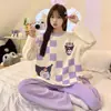 Pijama Atacado Feminino Manga Longa Calça Conjunto Menina Japonesa Desenho Animado Fofo Tamanho Grande Primavera e Outono Roupa de Casa Pode Ser Usada Fora