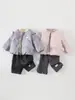 Chaqueta ligera de plumas estilo coreano para bebé niña, conjunto de tres piezas para bebé, nuevo conjunto de capa base de manga larga y pantalones cálidos para niñas de otoño e invierno