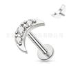Pendientes de titanio F136 con forma de luna incrustados con circonita 5A, piercing de labio, piercing de cartílago, joyería para piercing corporal de aleación de titanio G23, piercing para el lóbulo de la oreja