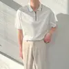 Polo fino de verano para hombre, camiseta informal de negocios de manga corta con solapa, camiseta coreana de media manga de color sólido