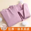 Roupa íntima térmica de gola média feminina Lã Berber grossa peça única veludo plus size roupas de outono à prova de frio base superior inverno