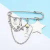 Oso estrella de cinco puntas cuentas de vidrio hombres y mujeres moda ins personalidad broche pin cadena decorativa accesorios creativos para ceñir la cintura