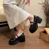 Sapatos Mary Jane doces estilo francês com laço e salto grosso para mulheres, novidade outono 2026 estilo faculdade sapatos baixos de sola grossa