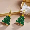 Brincos de Gota de Óleo de Natal Papai Noel Brincos de Árvore de Natal Alce Brincos da Moda Fofos Ganchos de Orelha
