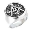 Anillo de Acero de Titanio para Hombre Estilo Retro Europeo y Americano, Anillo de Acero Inoxidable Masónico Estilo Eléctrico Transfronterizo para Hombres