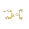 Pendientes geométricos de perlas 1208 para mujer, estilo frío, plata de ley S925, con personalidad de nicho, elegantes pendientes de plata en forma de C que combinan con todo.